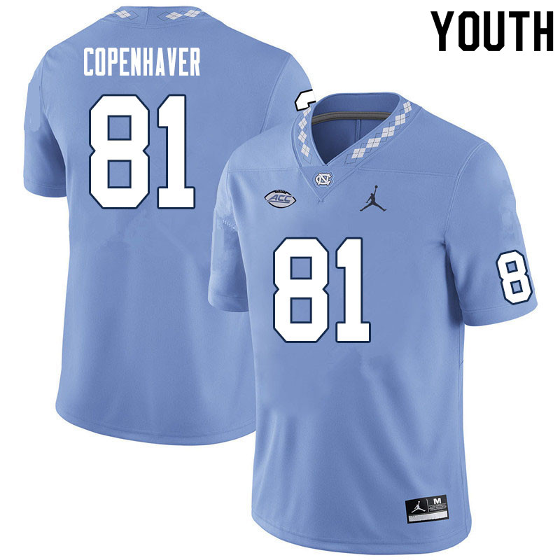 Youth #81 John Copenhaver North Carolina Tar Heels College Football Jerseys Sale-Carolina Blue